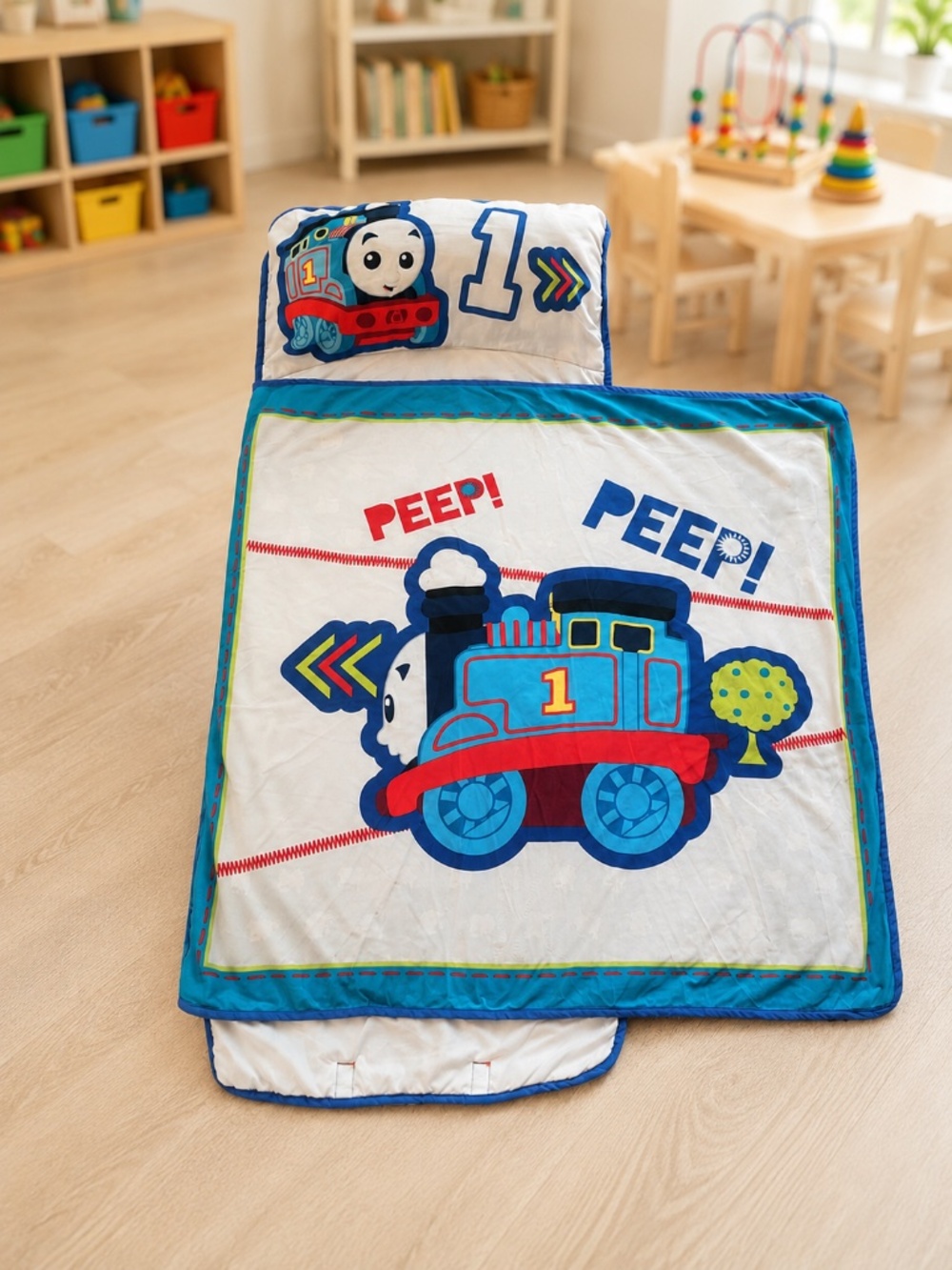Thomas & Friends Toddler Nap Mat / Sleeping Bag with Attached Pillow